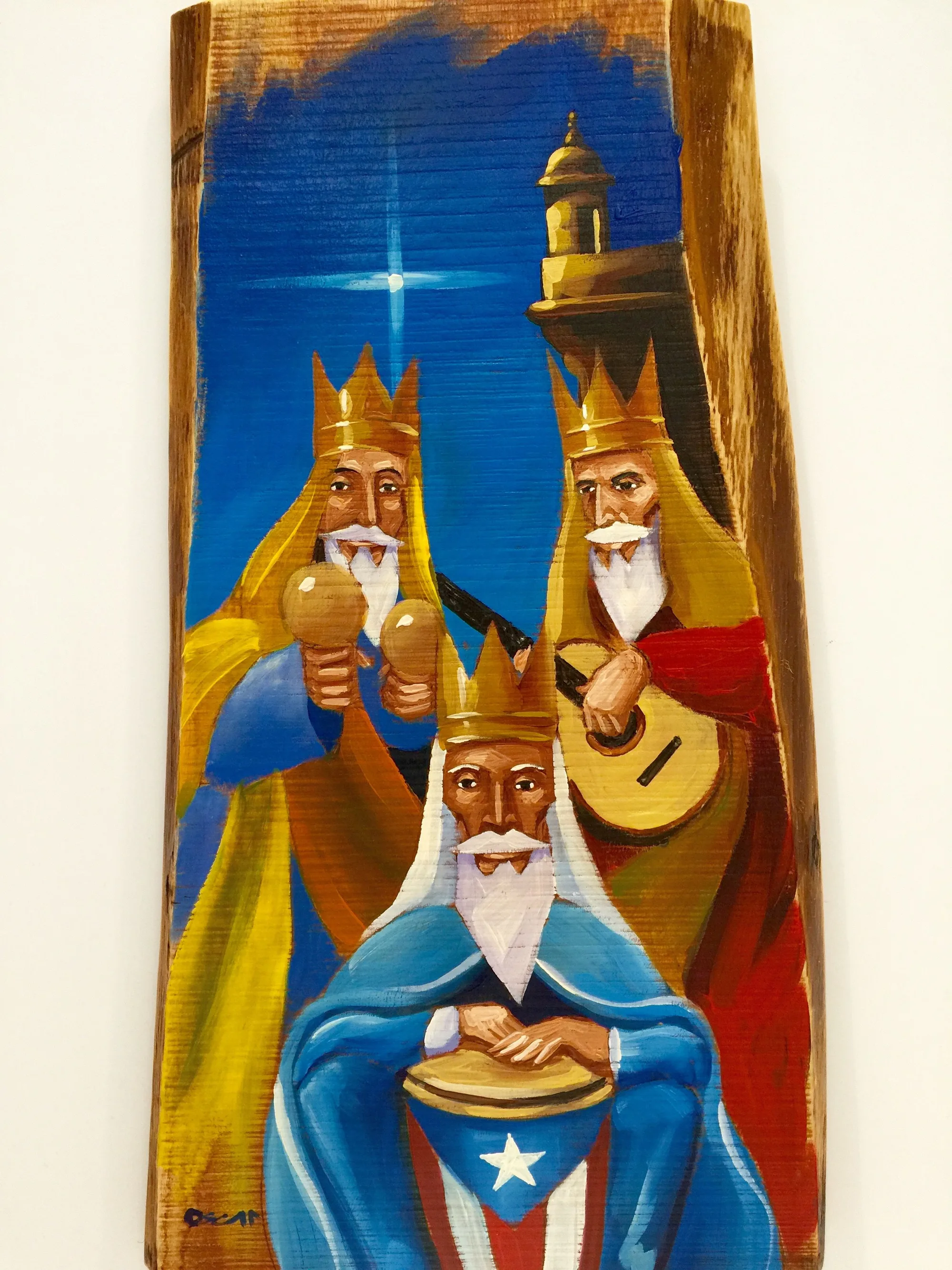 Oil painting of three kings' arrival