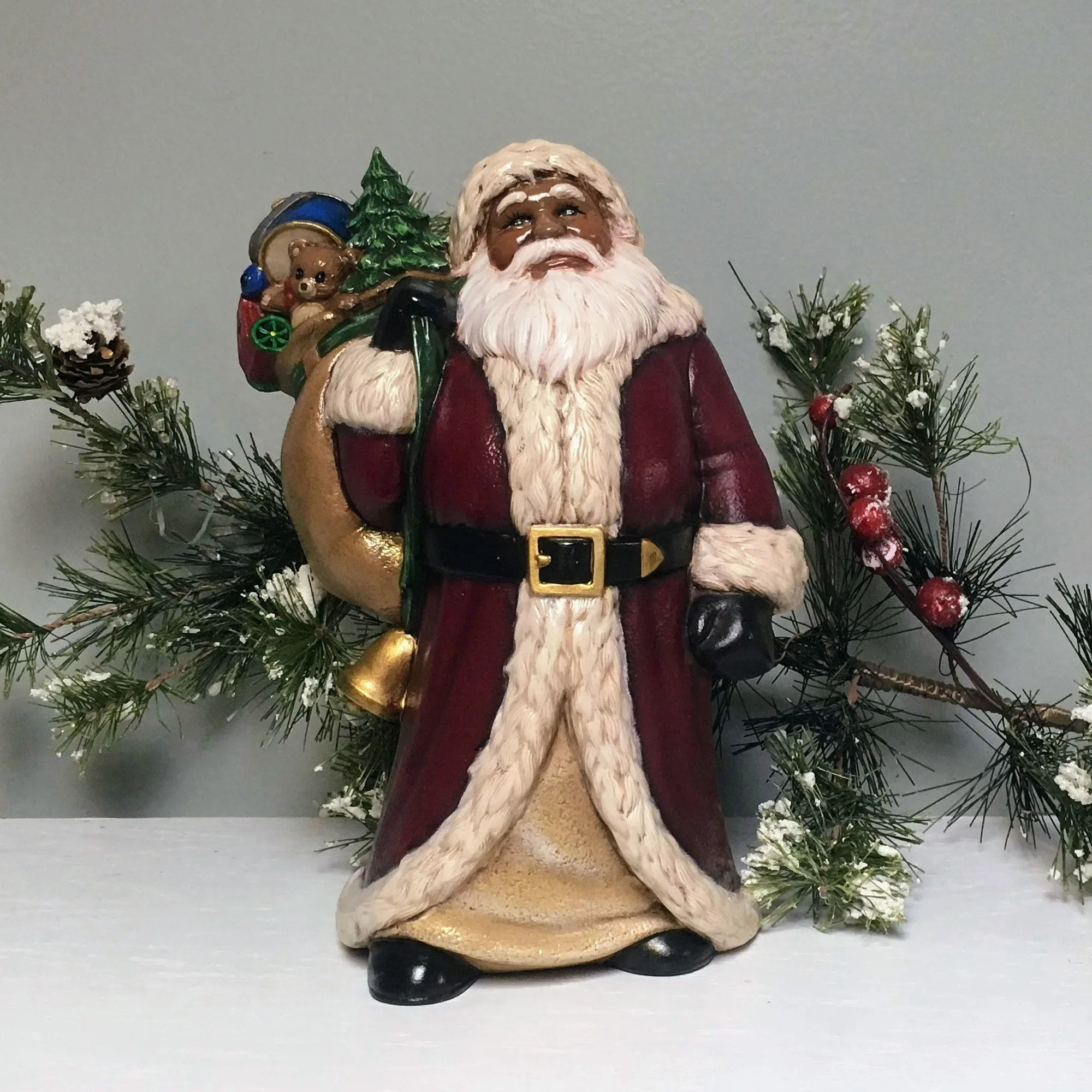 black santa figurine - Ceramic African American Old World Santa Figurine Etsy UK