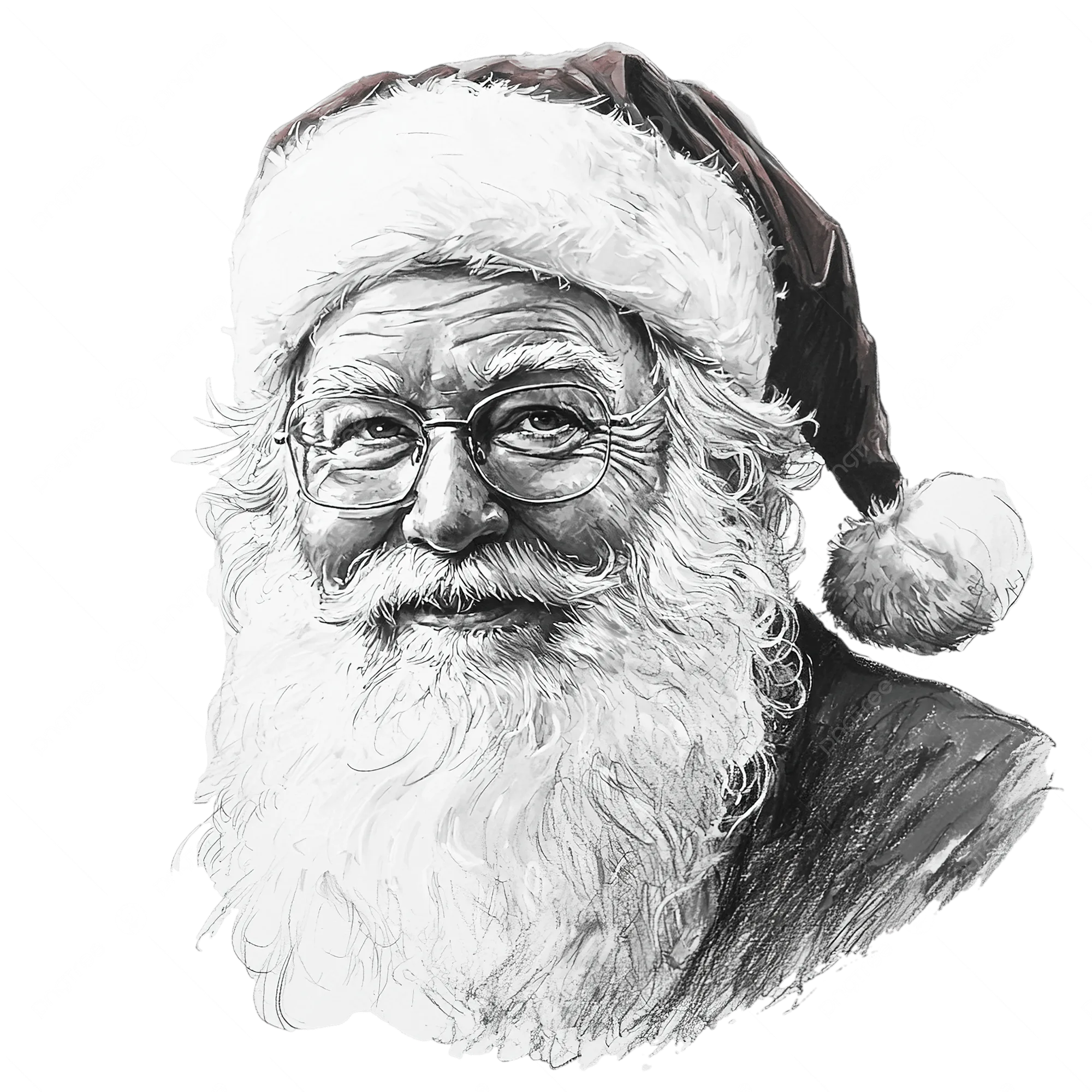 black and white santa