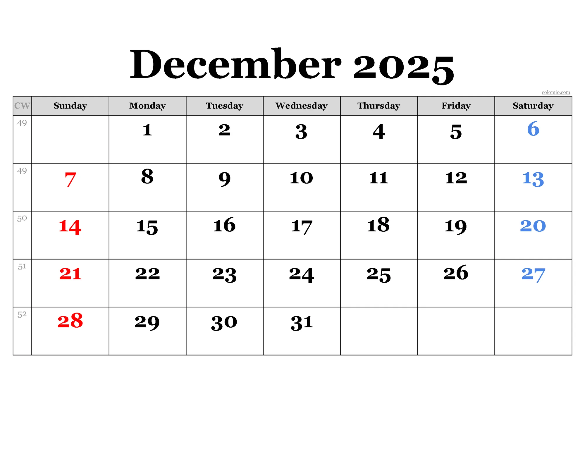 a blank calendar for planning