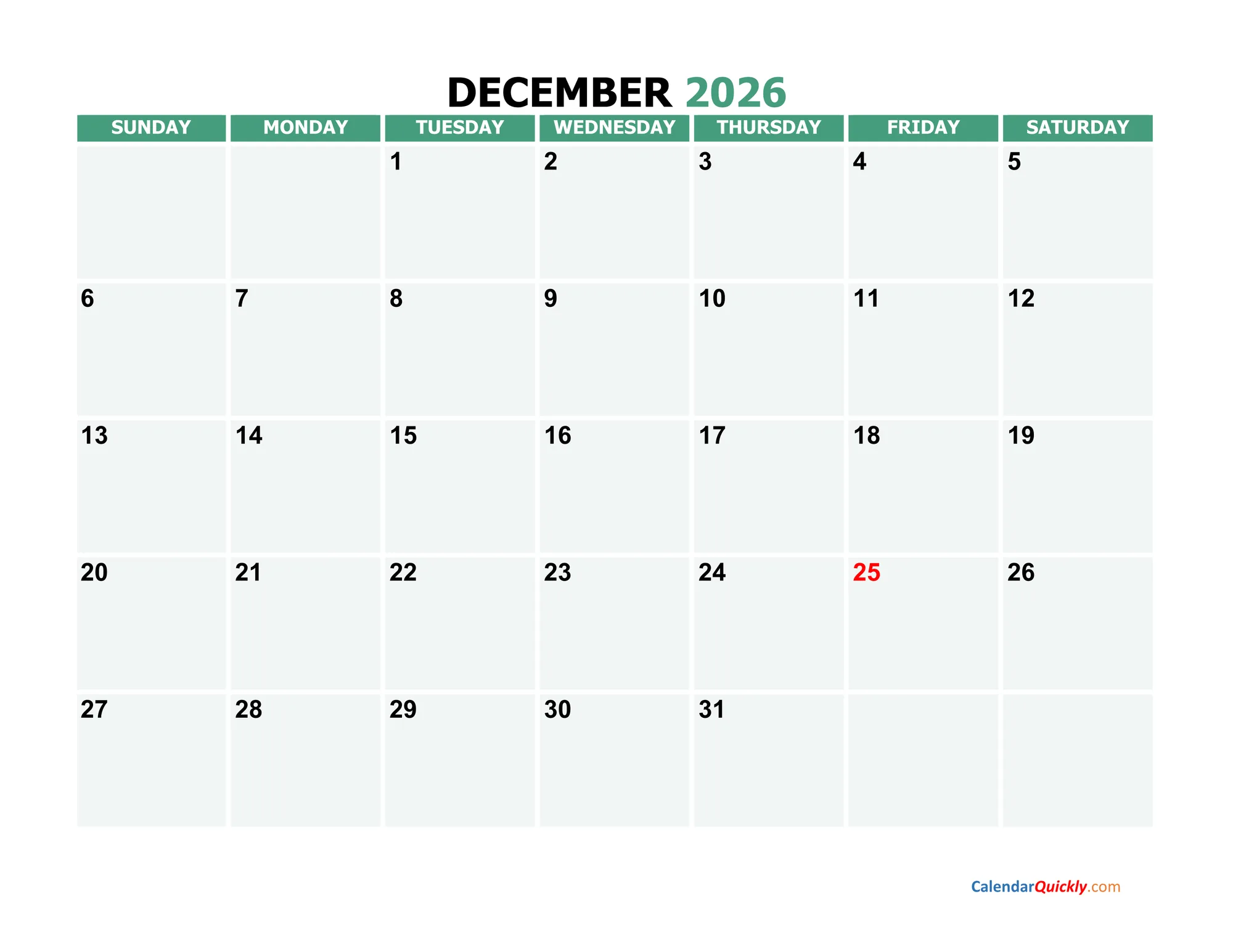 printable calendar for 2026