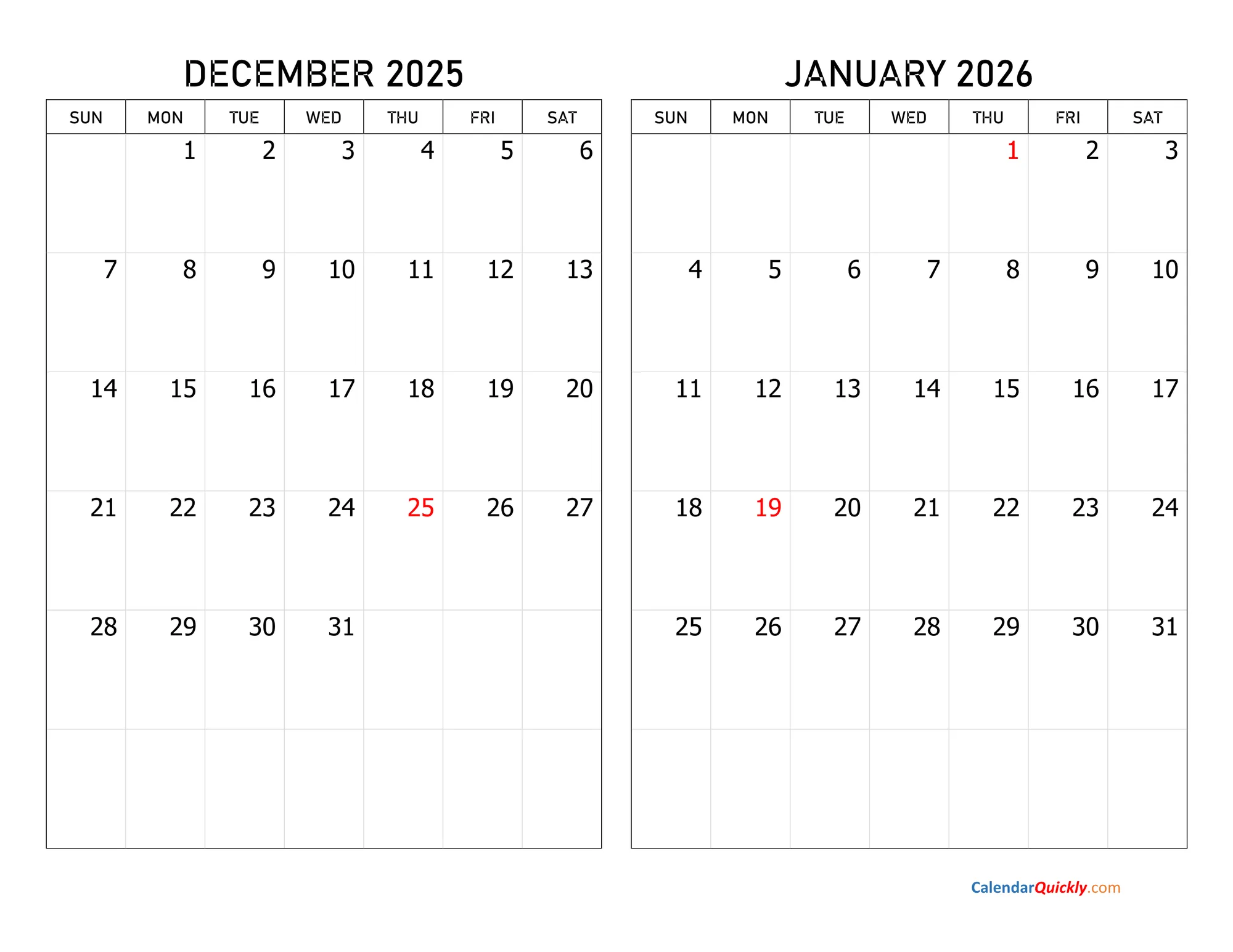 holiday calendar for 2026