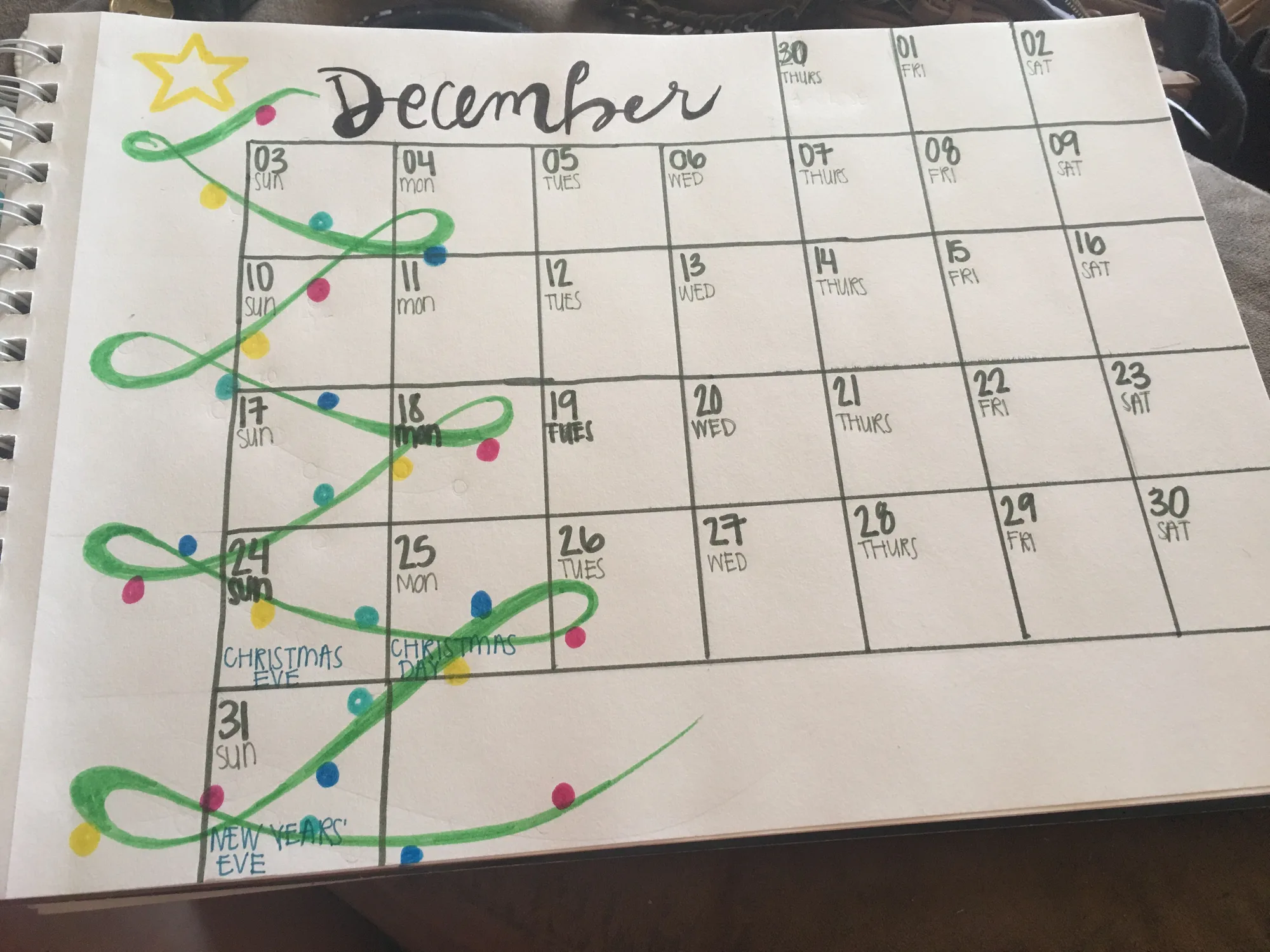 december calendar ideas - December Bullet Journal Calendar