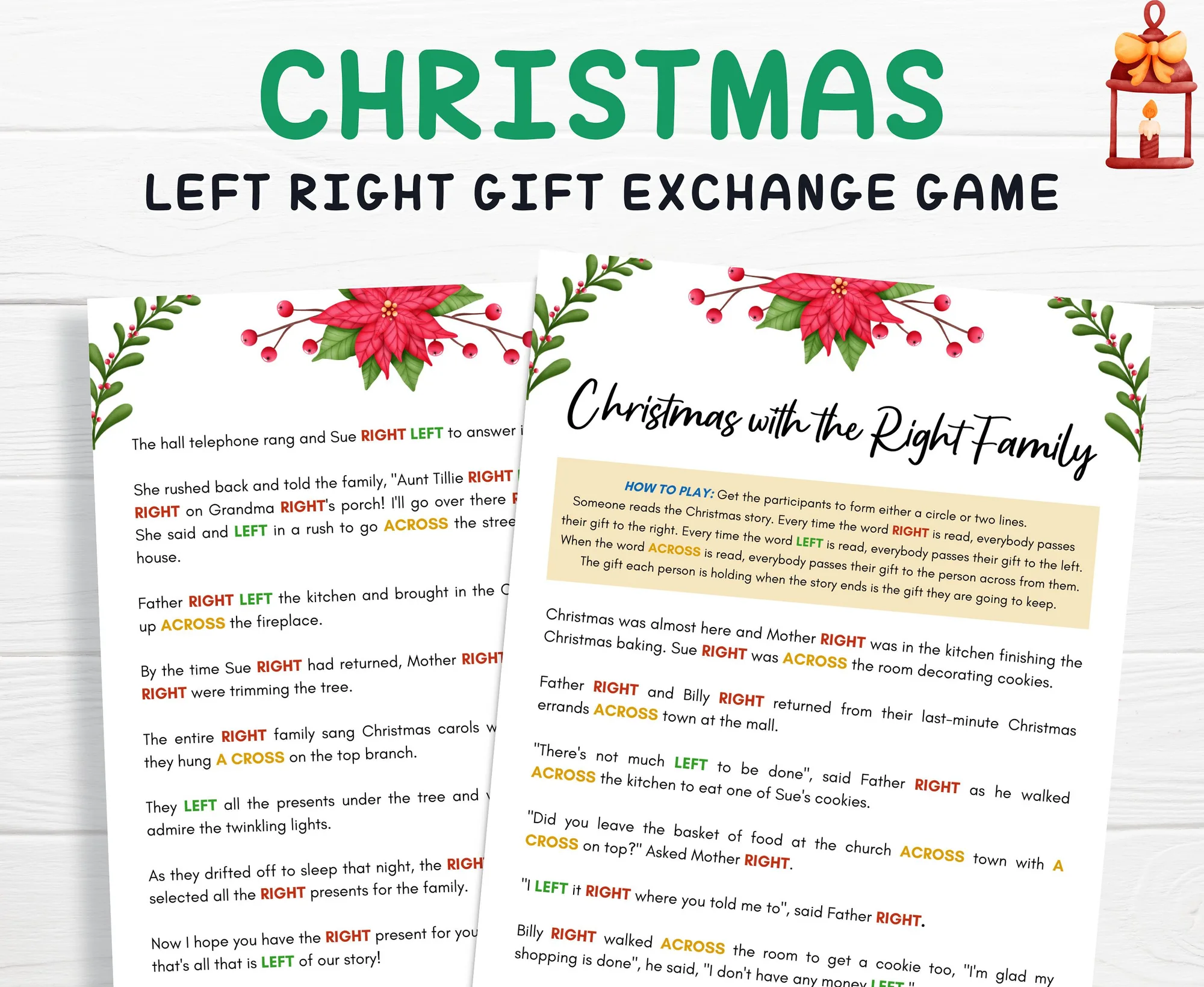 Left-right gift exchange party game