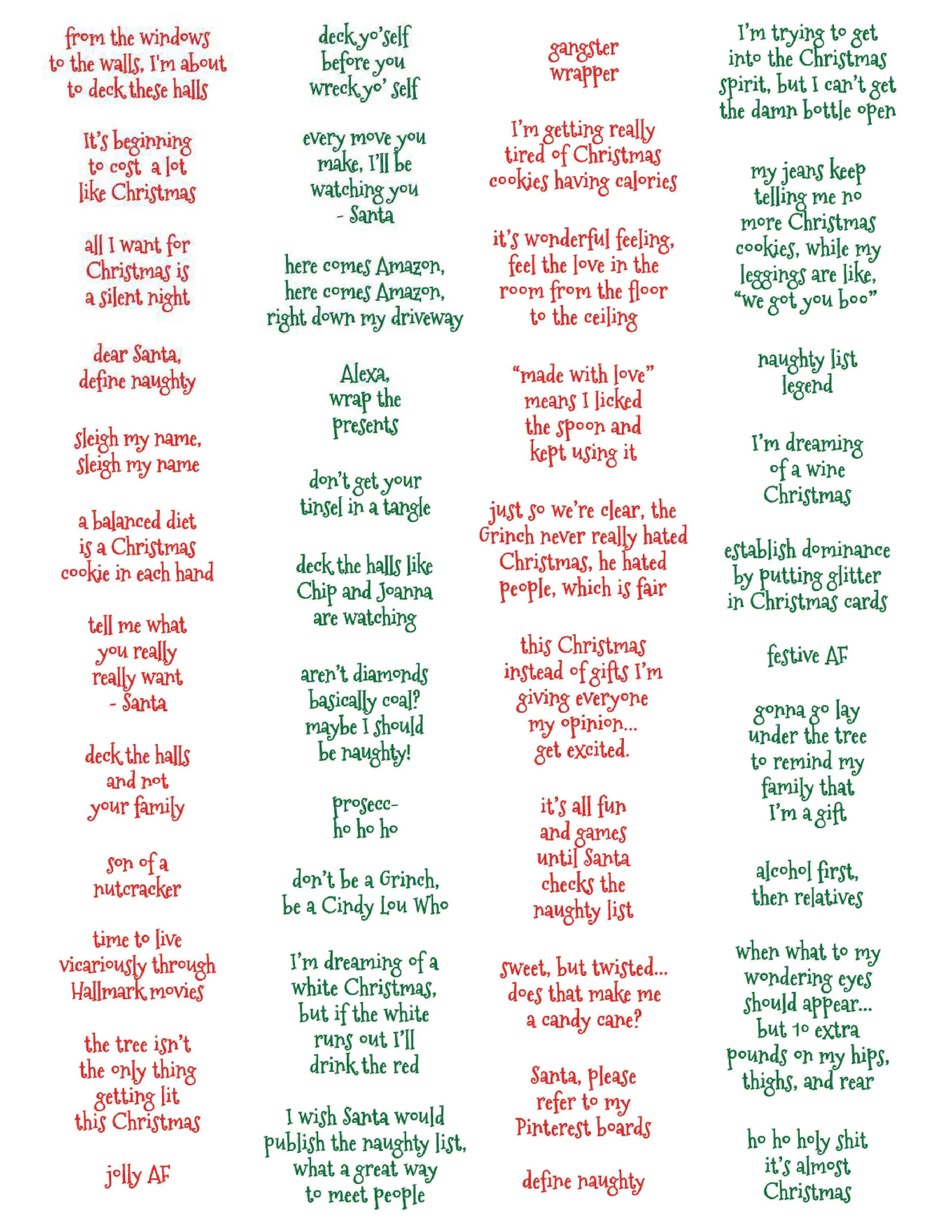 funny festive sayings printable page 1