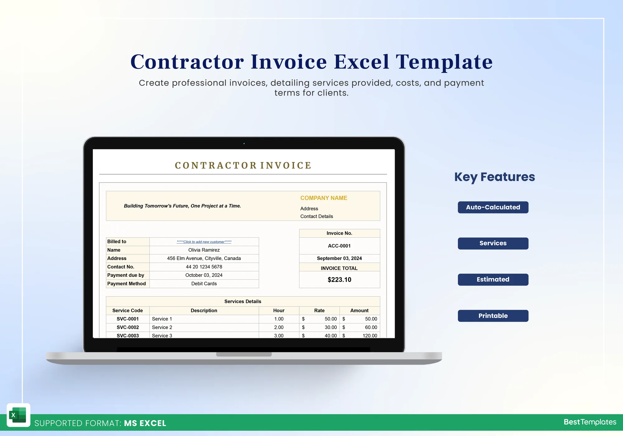 Excel template for contractor invoices