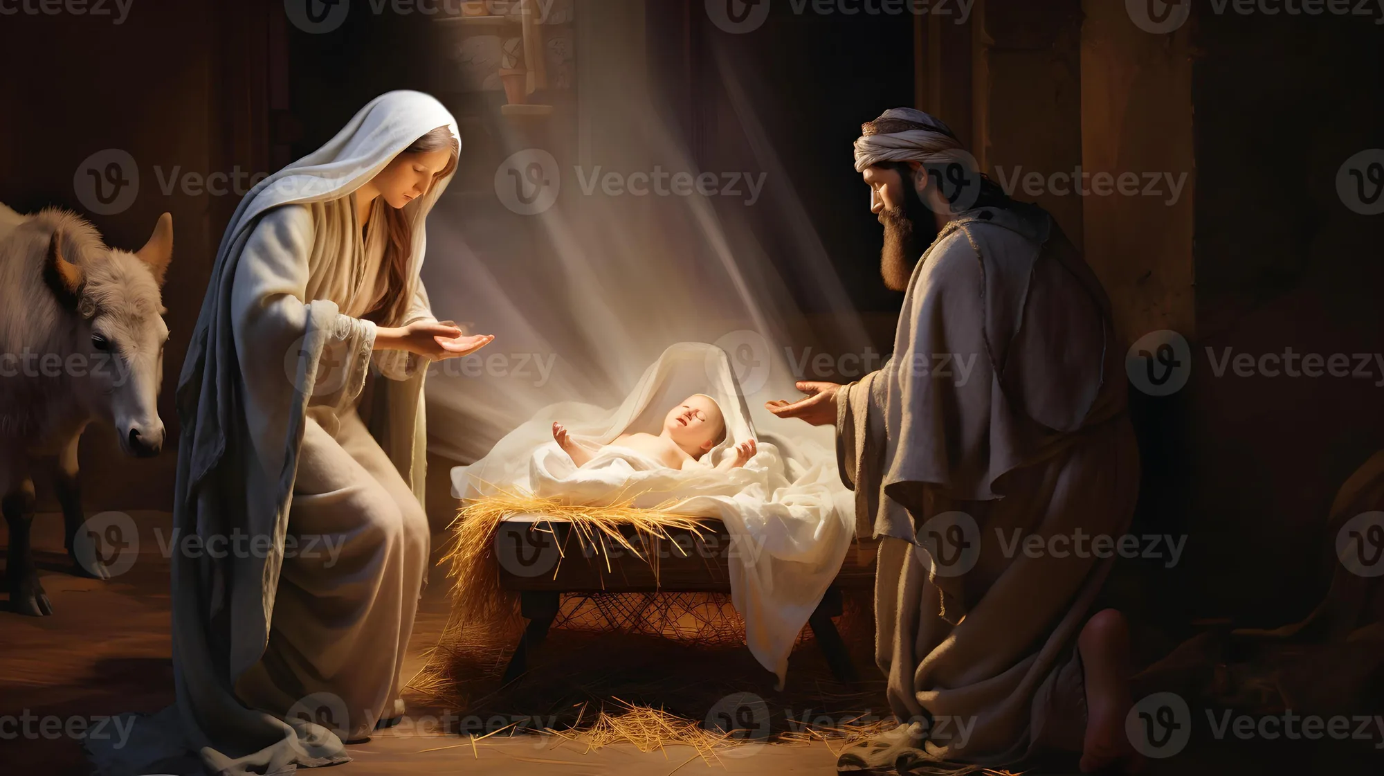 Baby Jesus and cat